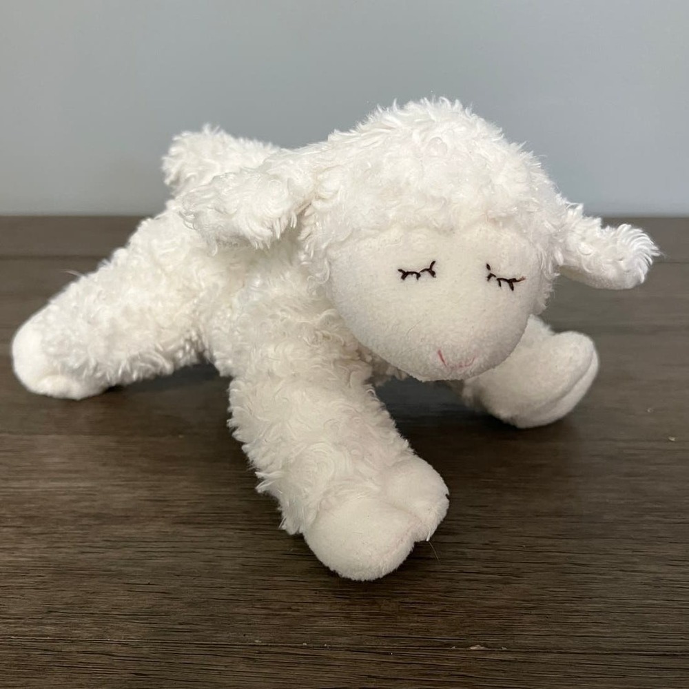 Baby Gund Winky Lamb Sheep Plush Rattle Lovey Stuffed Animal Toy White 058133